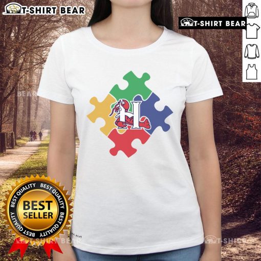 2025 Crawdads Autism Acceptance Night ladies tee, featuring vibrant design promoting autism awareness and community support.
