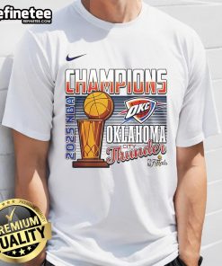 Alt Text: Oklahoma City Thunder Cup T-Shirt celebrating the 2025 NBA Champions with vibrant team colors and logo.