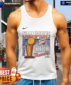 Oklahoma City Thunder Cup tank top for 2025 NBA Champions, featuring team colors and logo, perfect for fans.