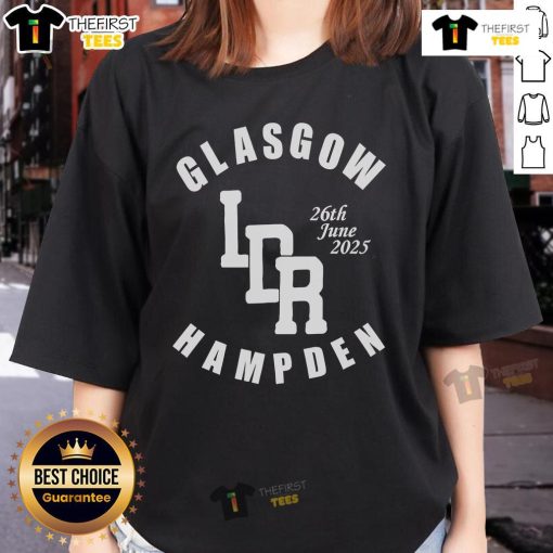 Alt Text: Lana Del Rey concert at Hampden, Glasgow on 6th June 2025, featuring stylish ladies' tee merchandise.