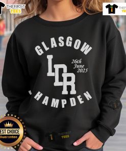 Top June 6, 2025 Lana Del Rey Glasgow Hampden sweatshirt featuring vibrant design and concert details.