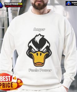 Top Angry Duck Fuels Power sweatshirt featuring a vibrant duck graphic and cozy design for casual wear.