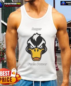 Top Angry Duck fuels power tank top featuring a cartoon duck with an intense expression, perfect for quirky fashion.