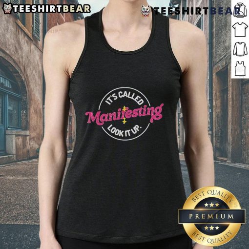 Womens tank top featuring 'Manifesting' graphic, perfect for casual wear and manifesting positivity.