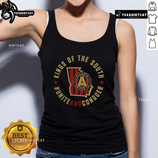 Top Atlanta United FC Unite and Conquer tank top featuring team colors and logo, perfect for fans and summer wear.