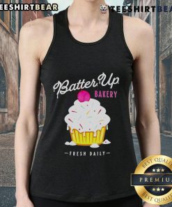 Top Batter Up Bakery cupcake tank top design featuring fresh daily cupcakes in vibrant colors, perfect for bakery lovers.