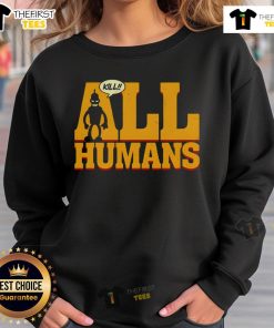 Top Bender Futurama Killer Robot Kill All Humans Sweatshirt featuring Bender in a bold graphic design.