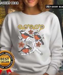 Cozy Top Bird Collective Chickadee sweatshirt featuring a vibrant chickadee design, perfect for bird lovers.