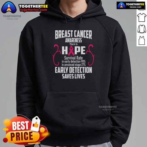 Top Breast Cancer Awareness hoodie promoting hope and early detection to save lives, featuring a vibrant pink design.