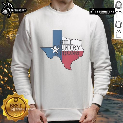 Top Brett Lee Hill Country Strong Sweatshirt in a casual setting, showcasing its stylish design and vibrant colors.