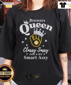 Alt Text: Top Brewers Queen Classy Sassy Smart Assy Logo on a stylish ladies tee, perfect for brewing enthusiasts.