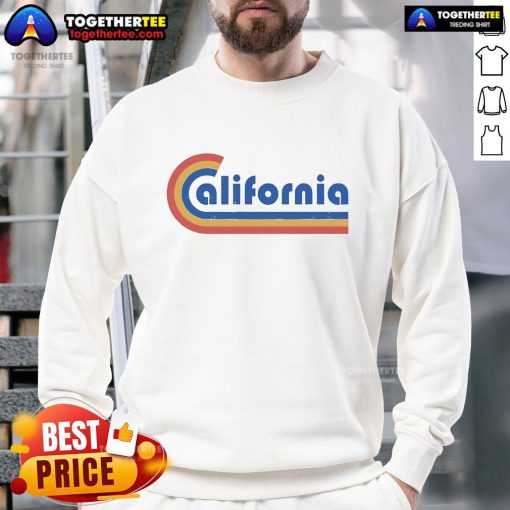 Cozy top California rainbow sweatshirt featuring vibrant colors and a trendy design, perfect for casual wear.