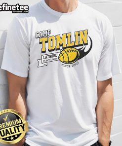 Top Camp Tomlin Latrobe PA Since 2007 T-Shirt featuring vibrant design and camp logo, perfect for summer adventures.
