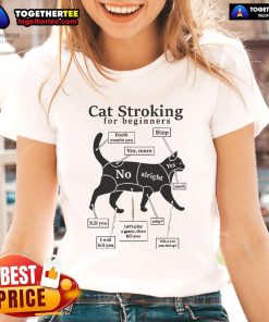 Top Cat Stroking for Beginners Ladies Tee featuring a playful cat design, perfect for cat lovers and casual wear.