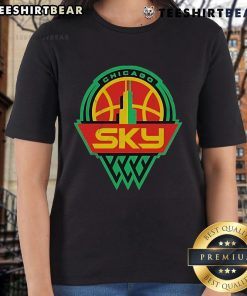 Top Chicago Sky Juneteenth ladies tee featuring vibrant colors and a stylish design celebrating empowerment and community.
