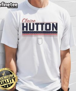 Top Claire Hutton Stripe USWNTPA T-Shirt featuring bold stripes and team logo, perfect for soccer fans and casual wear.