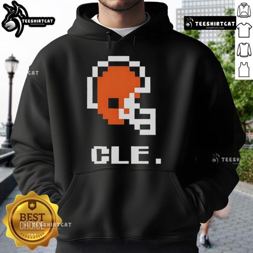 Alt Text: Stylish Top Cleveland Browns Football Helmet Pixel Hoodie featuring vibrant team colors and design for fans.