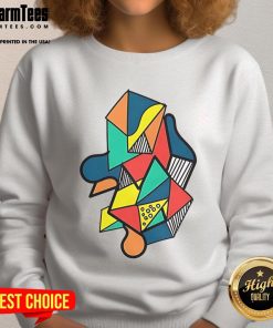 Vibrant colorful abstract geometric shapes sweatshirt, perfect for stylish casual wear and modern fashion enthusiasts.