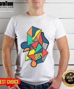 Top Colorful Abstract Geometric Shapes T-Shirt design featuring vibrant patterns and modern art style for trendy fashion.