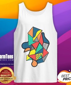Vibrant colorful abstract geometric shapes on a trendy tank top, perfect for stylish summer outfits.