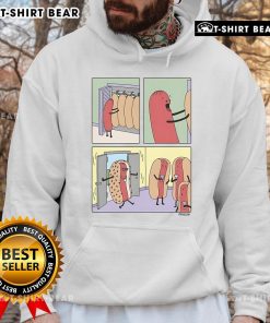 Trendy Top Cool Hot Dog Dress Hoodie featuring a fun hot dog print, perfect for casual and playful outfits.