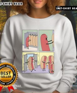 Trendy Top Cool Hot Dog Dress Sweatshirt featuring a fun hot dog print, perfect for casual wear and food lovers.