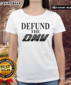 Alt Text: Top Defund The DMV Ladies Tee showcasing a stylish design ideal for advocates of DMV reform and casual wear.