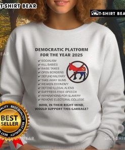 Alt Text: Top Democratic Platform for the Year 2025 sweatshirt featuring a bold socialism graphic, perfect for political advocates.