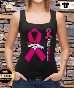 Top Denver Broncos X Cancer Awareness 'I'm a Survivor' tank top featuring bold graphics and team colors.