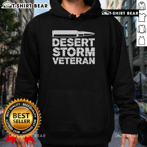 Alt Text: Stylish Top Desert Storm Veteran Bullet Hoodie featuring military-inspired design and bold graphics for veterans.