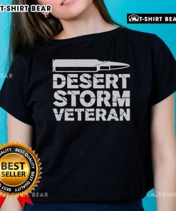 Top Desert Storm Veteran Bullet Ladies Tee featuring stylish design and patriotic colors for women.