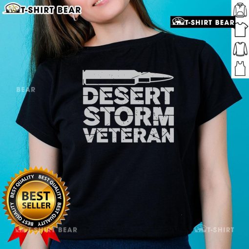Top Desert Storm Veteran Bullet Ladies Tee featuring stylish design and patriotic colors for women.