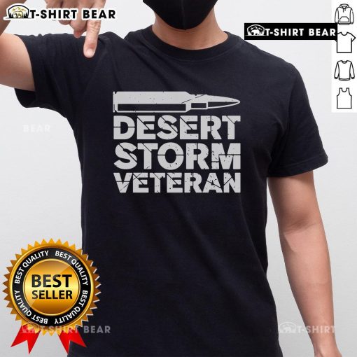 Top Desert Storm Veteran Bullet T-Shirt featuring military design and patriotic colors for proud veterans and supporters.