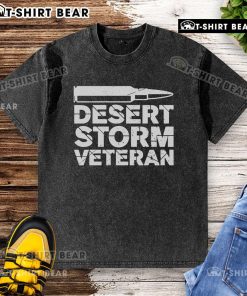 Alt Text: Top Desert Storm Veteran Bullet Washed T-Shirt featuring military-inspired design and distressed vintage finish.