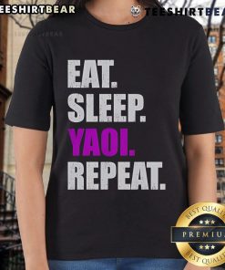 Top Eat Sleep Yaoi Repeat 2025 Ladies Tee featuring a stylish graphic design perfect for anime lovers and casual wear.