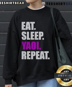 Alt Text: Cozy 'Top Eat Sleep Yaoi Repeat 2025' sweatshirt in vibrant colors, perfect for anime lovers and casual wear.