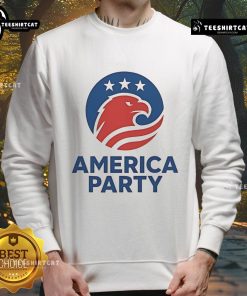 Top Elon Musk America Party Flag Sweatshirt featuring a bold design and patriotic colors, perfect for fans of innovation.