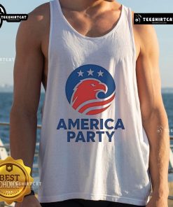 Top Elon Musk America Party Flag Tank Top featuring a bold design of the American flag and Elon Musk's logo.