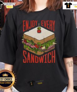 Top Enjoy Every Sandwich Ladies Tee featuring a fun graphic design, perfect for sandwich lovers and casual wear.