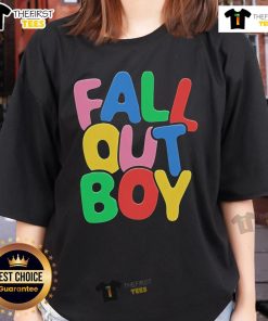 Top Fall Out Boy Summer Bubble Logo Ladies Tee featuring vibrant colors and stylish design for fans of the band.