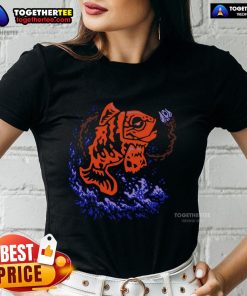 Top Fish Fear Me Ladies Tee featuring a playful fish graphic on a stylish women's shirt, perfect for fishing enthusiasts.