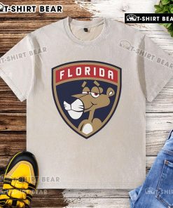 Top Florida Panthers Pink Panthers logo washed t-shirt featuring a stylish design for fans of the NHL team.
