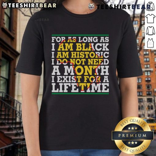 Womens tee featuring 'I Am Historic' slogan, celebrating Black history, perfect for year-round pride and empowerment.