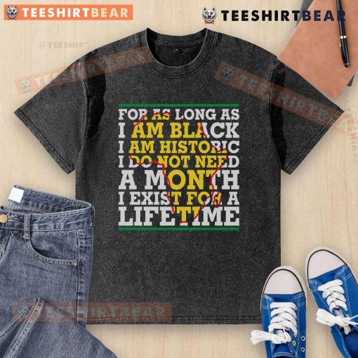 Black 'I Am Historic' washed t-shirt, celebrating Black history and identity, perfect for year-round expression.