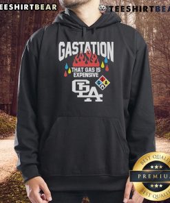 Stylish 'Top Gas Station LA That Gas Is Expensive' hoodie worn by a person, showcasing trendy urban fashion.