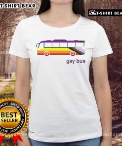 Top Gay Bus LGBT Ladies Tee featuring vibrant colors and a fun design, perfect for pride events and casual wear.