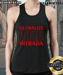 Top Globalize the Intifada Tank Top featuring bold graphic design, promoting solidarity and awareness in fashion.