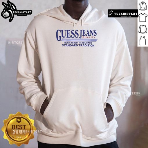 Top Guess Jeans hoodie in standard tradition style with registered trademark logo, perfect for casual fashion enthusiasts.