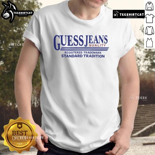 Alt Text: Top Guess Jeans Registered Trademark Standard Tradition T-Shirt in casual style, showcasing logo and quality fabric.