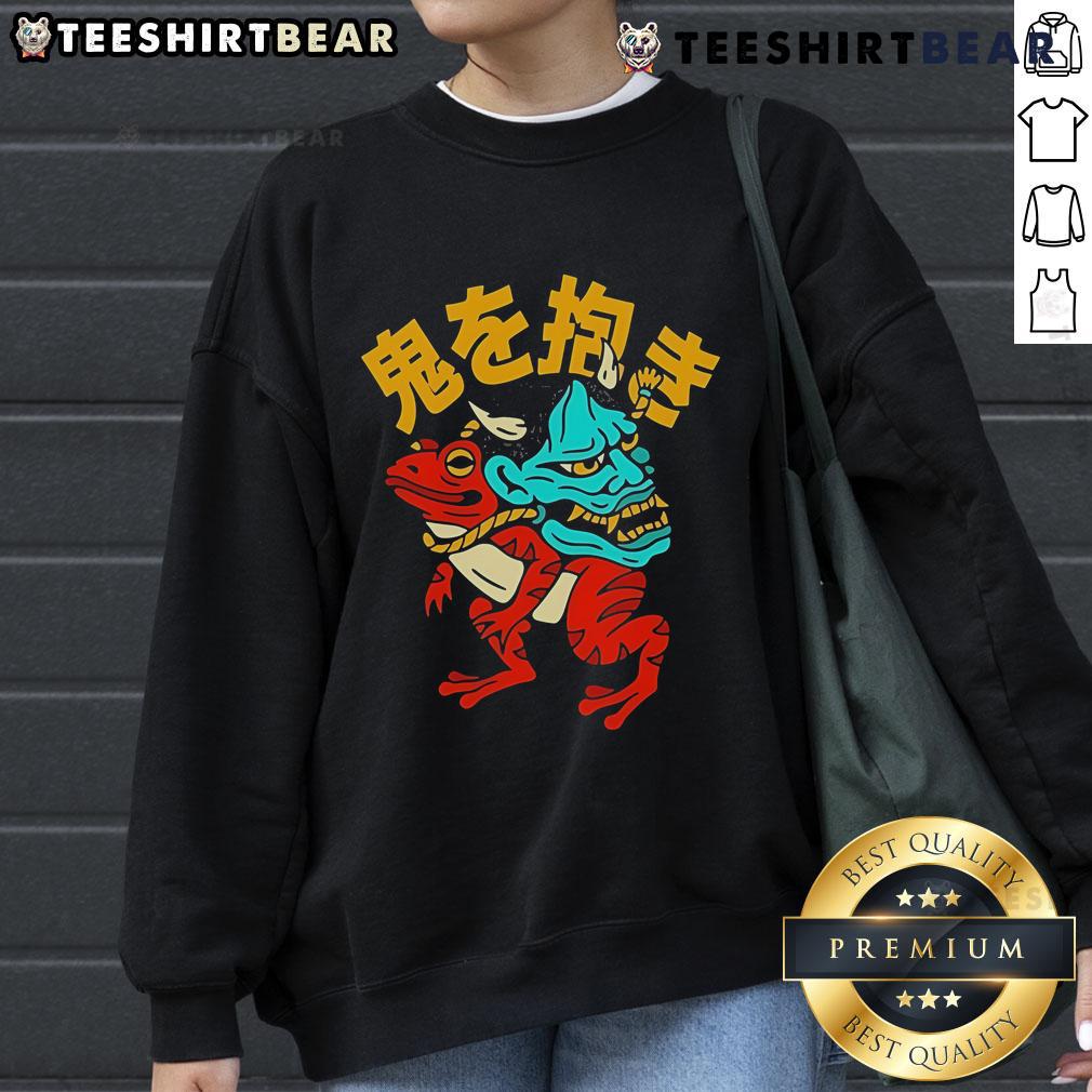 Top Hannya Frog Sweatshirt Stylish Top Hannya Frog Sweatshirt featuring a vibrant Hannya mask design, perfect for casual wear and street fashion.
